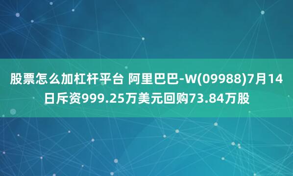 股票怎么加杠杆平台 阿里巴巴-W(09988)7月14日斥资999.25万美元回购73.84万股