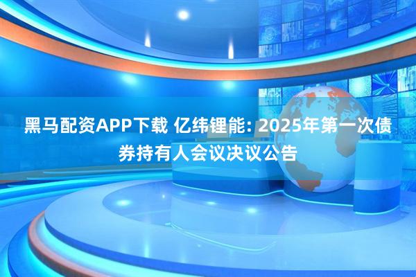 黑马配资APP下载 亿纬锂能: 2025年第一次债券持有人会议决议公告